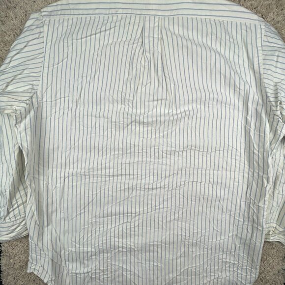 Ralph Lauren Yarmouth Button Up Shirt Long Sleeve Size 16 33 Blue Ivory Striped - Picture 12 of 12
